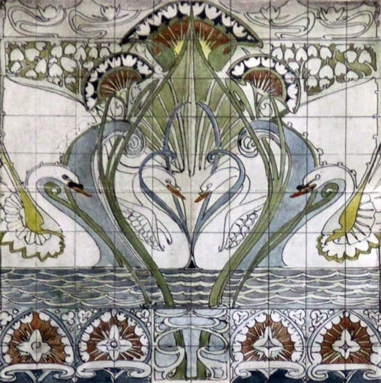 De Distel, Aquarellentwurf von Bert Nienhuis für Fliesentableau, für Mai 1902; bis Juli 2012 coll. Royal Goedewaagen