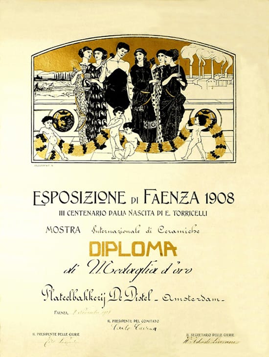 Die Distel, Diplom von Faënza im Jahr 1908 (koll. Bert-Jan Baas)