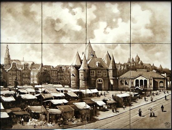 Holland-Utrecht, Ansicht des Nieuwmarkts, Amsterdam, vor 1906; Slg. Meentwijck